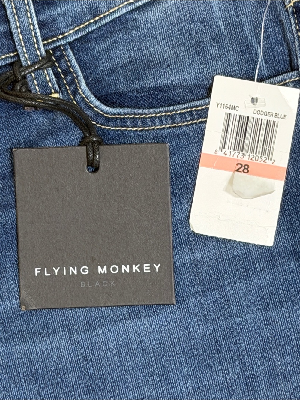 Flying Monkey Mid Rise Straight Stretch Distressed Jeans - Picture 6 of 12